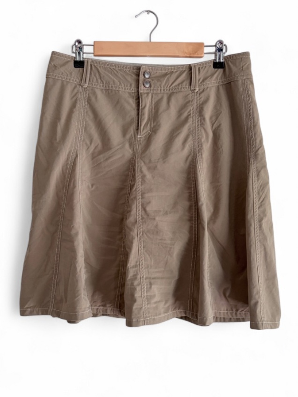 Athleta Tan Flared A Line Mini Skirt with Attached Shorts Size 10